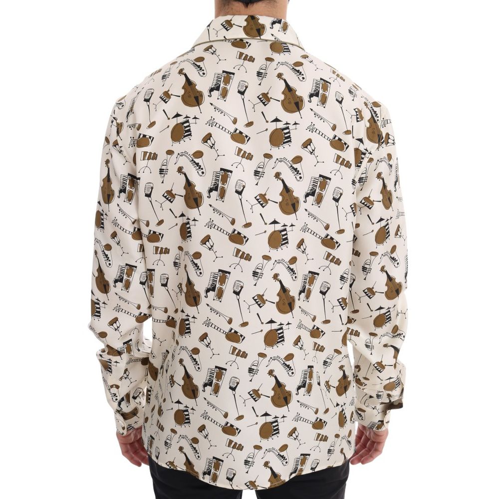 Dolce & Gabbana Multicolor Silk Pattern Men's Shirt