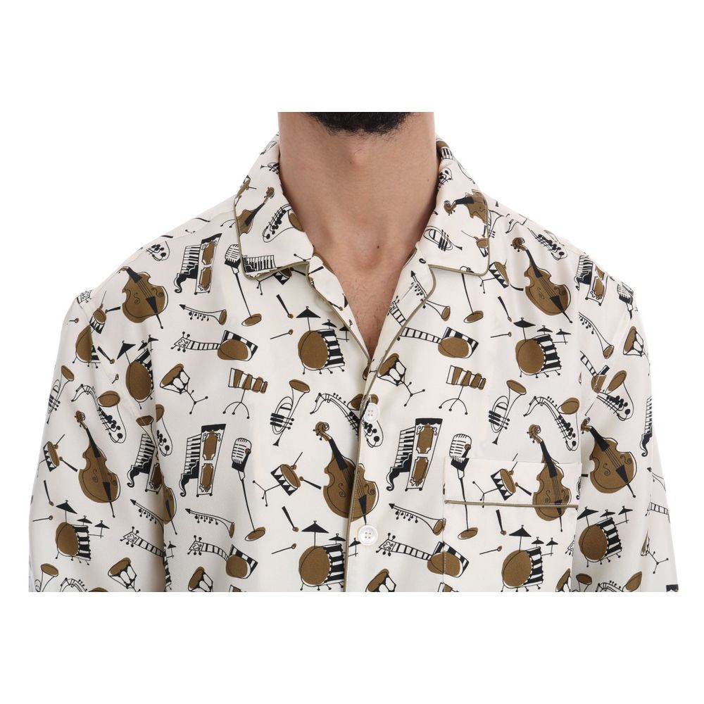 Dolce & Gabbana Multicolor Silk Pattern Men's Shirt