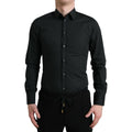 Dolce & Gabbana Black Cotton Dress Men's Shirt