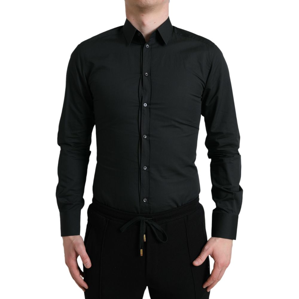 Dolce & Gabbana Black Cotton Dress Men's Shirt
