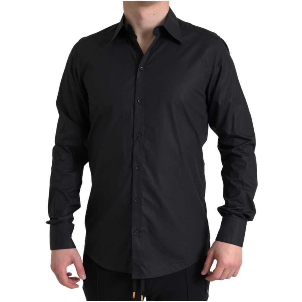Dolce & Gabbana Black Cotton Dress Men's Shirt