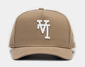 Exclusive Shoe Palace Exclusive Los Angeles Dodgers Upside 950AF Snapback Mens Hat (Khaki/White) — OS — Front View