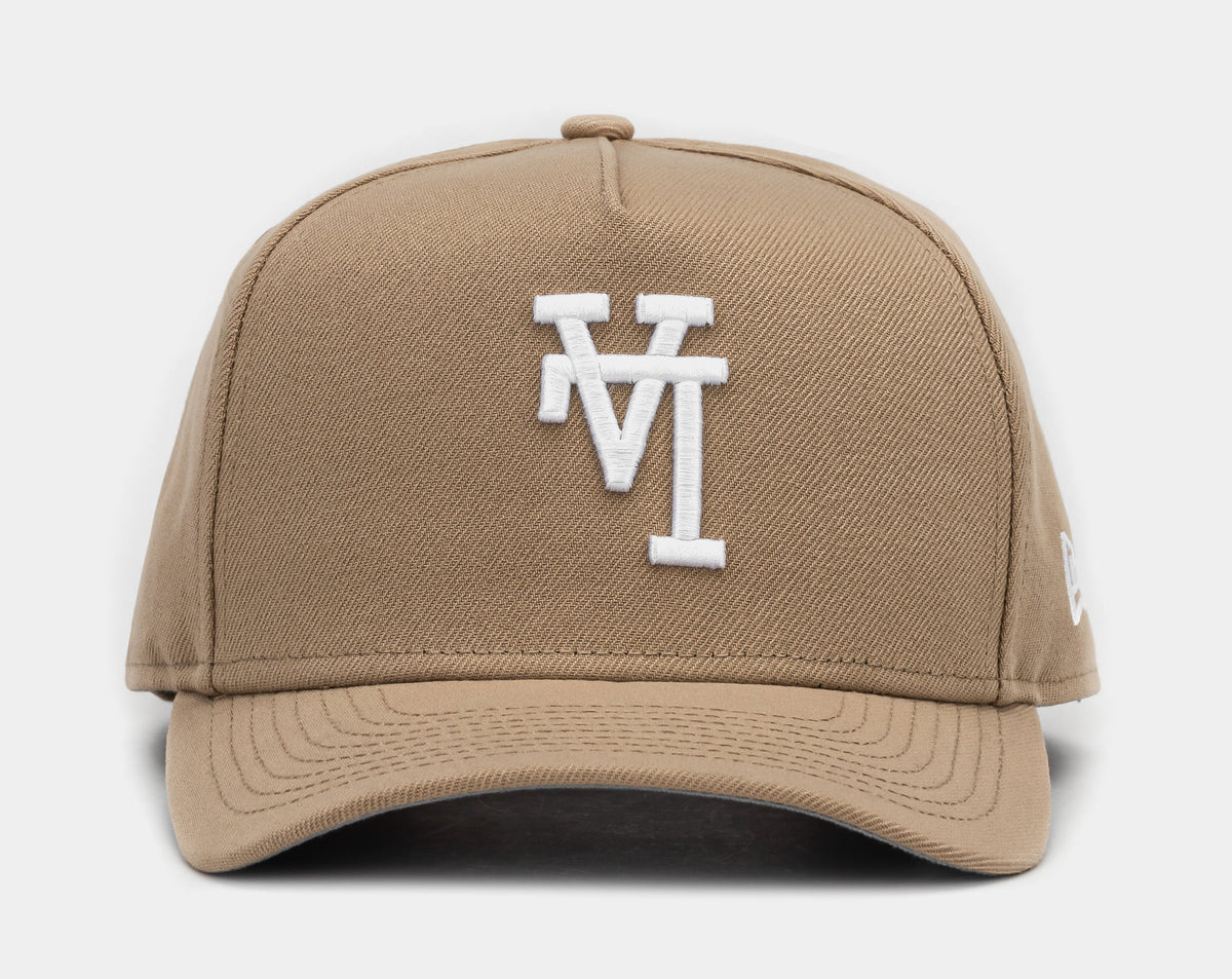 Exclusive Shoe Palace Exclusive Los Angeles Dodgers Upside 950AF Snapback Mens Hat (Khaki/White) — OS — Front View