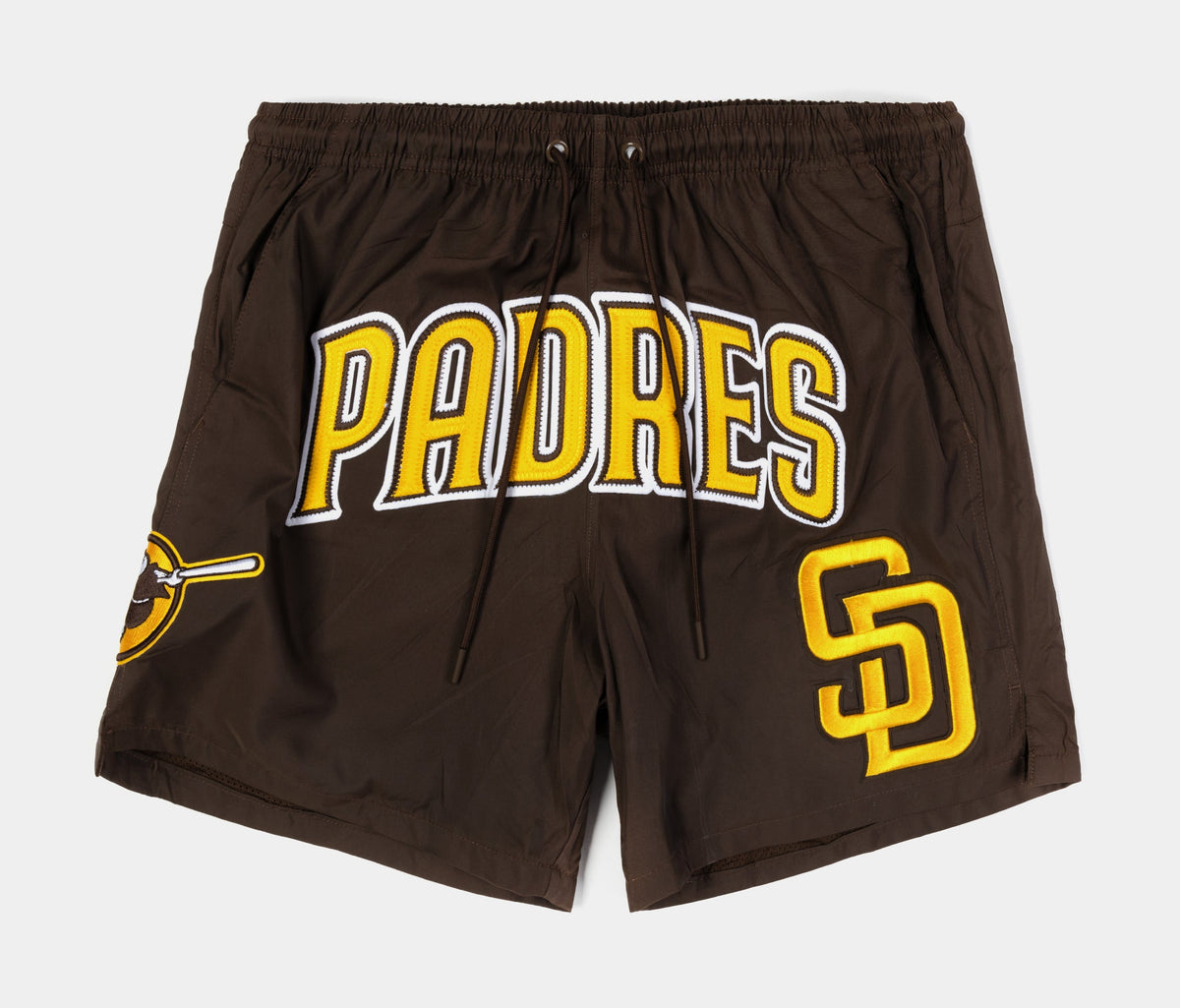 Exclusive San Diego Padres Classic Woven Mens Shorts (Brown/Yellow) — S — Front View