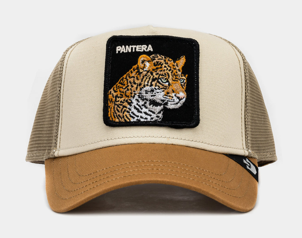 Exclusive Premium Pantera Trucker Mens Hat (Khaki/Yellow) — OS — Front View