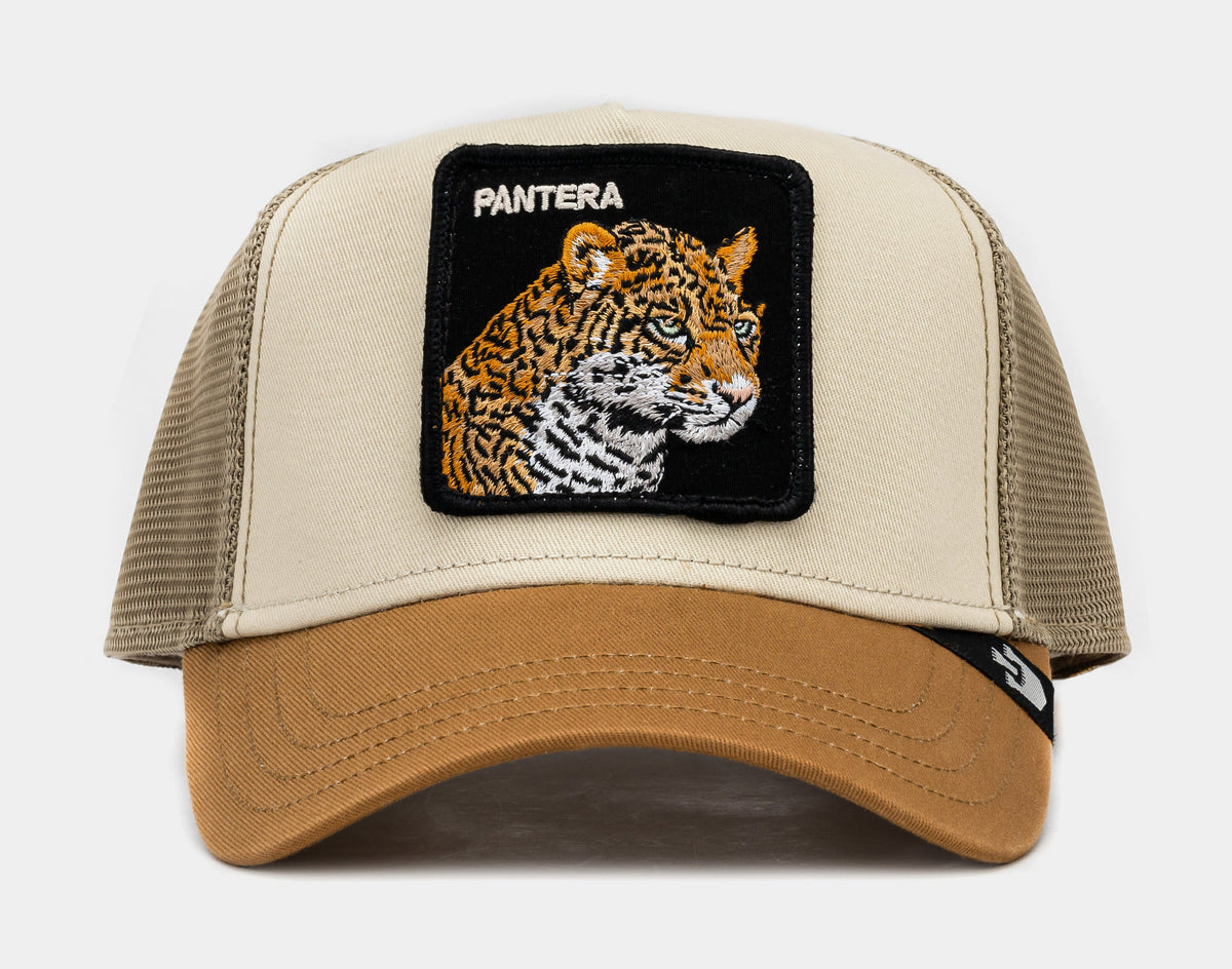 Exclusive Premium Pantera Trucker Mens Hat (Khaki/Yellow) — OS — Front View