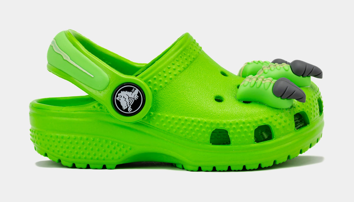 Exclusive I Am Dinosaur Classic Clog Infant Toddler Sandals (Green) — 4C — Front View