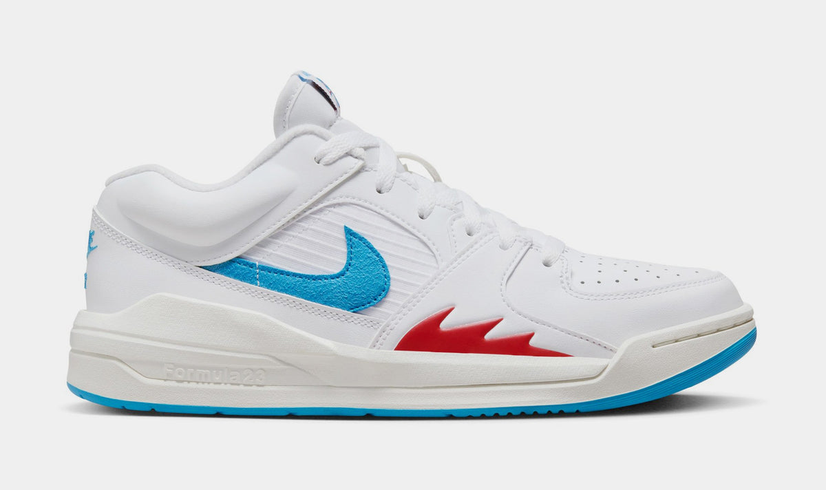Exclusive Stadium 90 Womens Basketball Shoes (White/Sail/Gym Red/Dark Powder Blue) — 5 — Front View