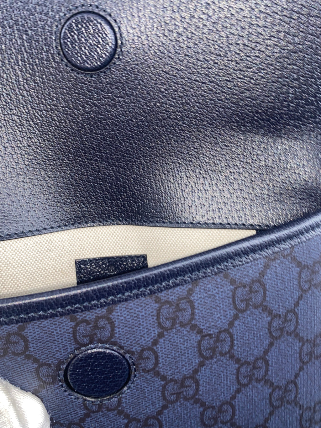 Gucci Flap Belt Bag Gg Canvas Navy Canvas Shoulder Bag Bag (Pre-Owned)