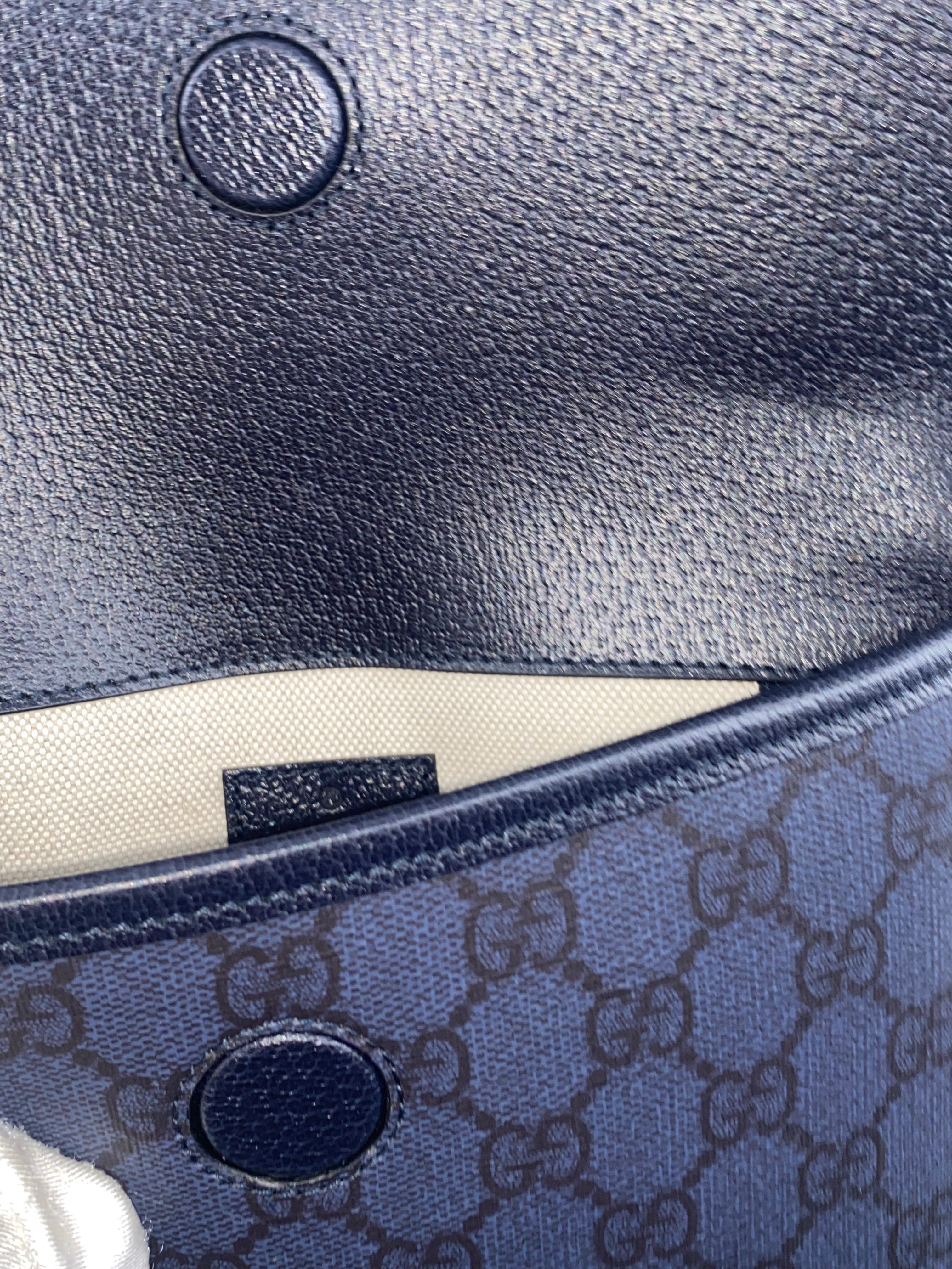 Gucci Flap Belt Bag Gg Canvas Navy Canvas Shoulder Bag Bag (Pre-Owned)