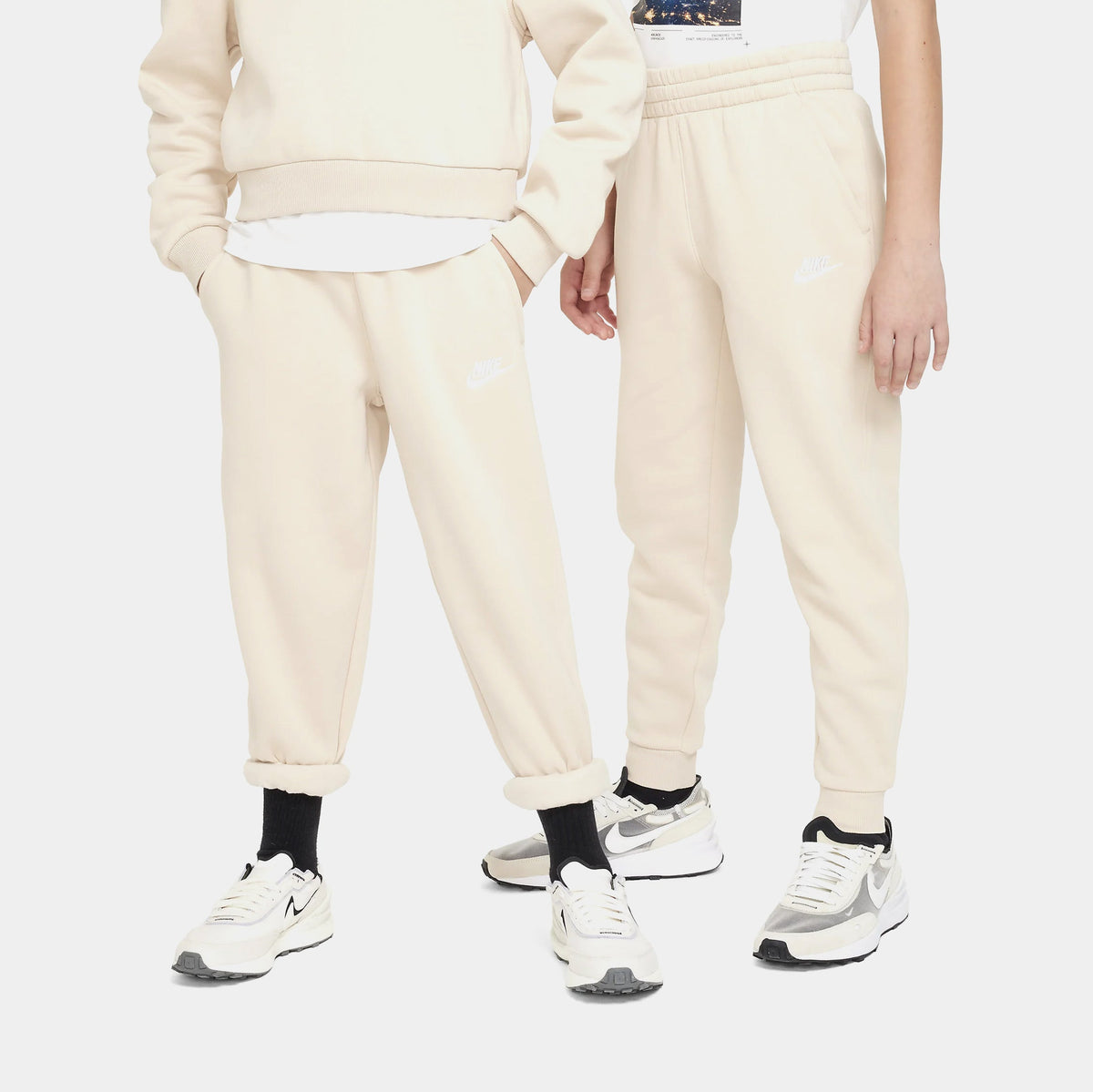 Exclusive NSW Club Joggers Grade School Pants (Beige/White) — S — Front View