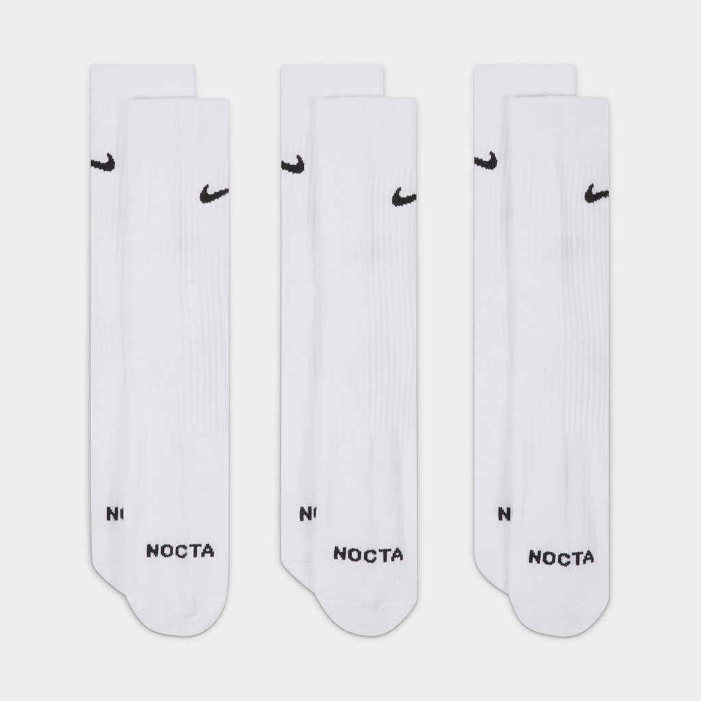 Exclusive NOCTA 3 Pack Crew Mens Socks (White) — L — Front View