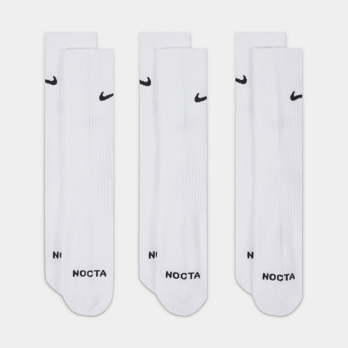 Exclusive NOCTA 3 Pack Crew Mens Socks (White) — L — Front View