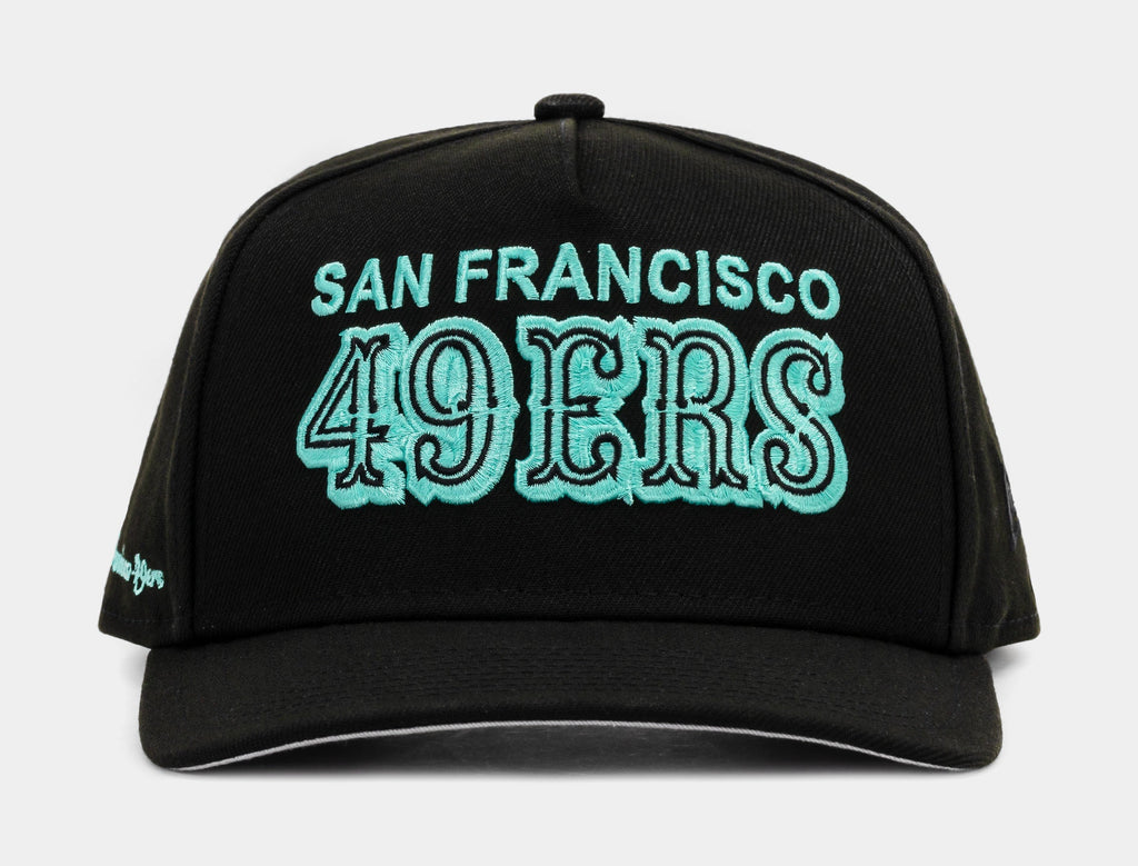 Exclusive Shoe Palace Exclusive San Francisco 49ers Curved Mint 950AF Snapback Mens Hat (Black/Mint) — OS — Front View