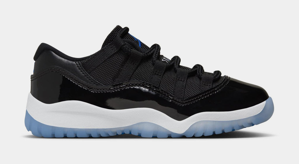 Exclusive Air Jordan 11 Retro Low Black and Varsity Royal Preschool Lifestyle Shoes (Black/Varsity Royal/White) — 10.5C — Front View