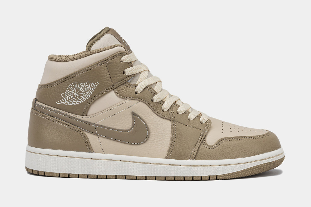Exclusive Air Jordan 1 Mid Mens Lifestyle Shoes (Legend Brown/Khaki Phantom) — 7 — Front View