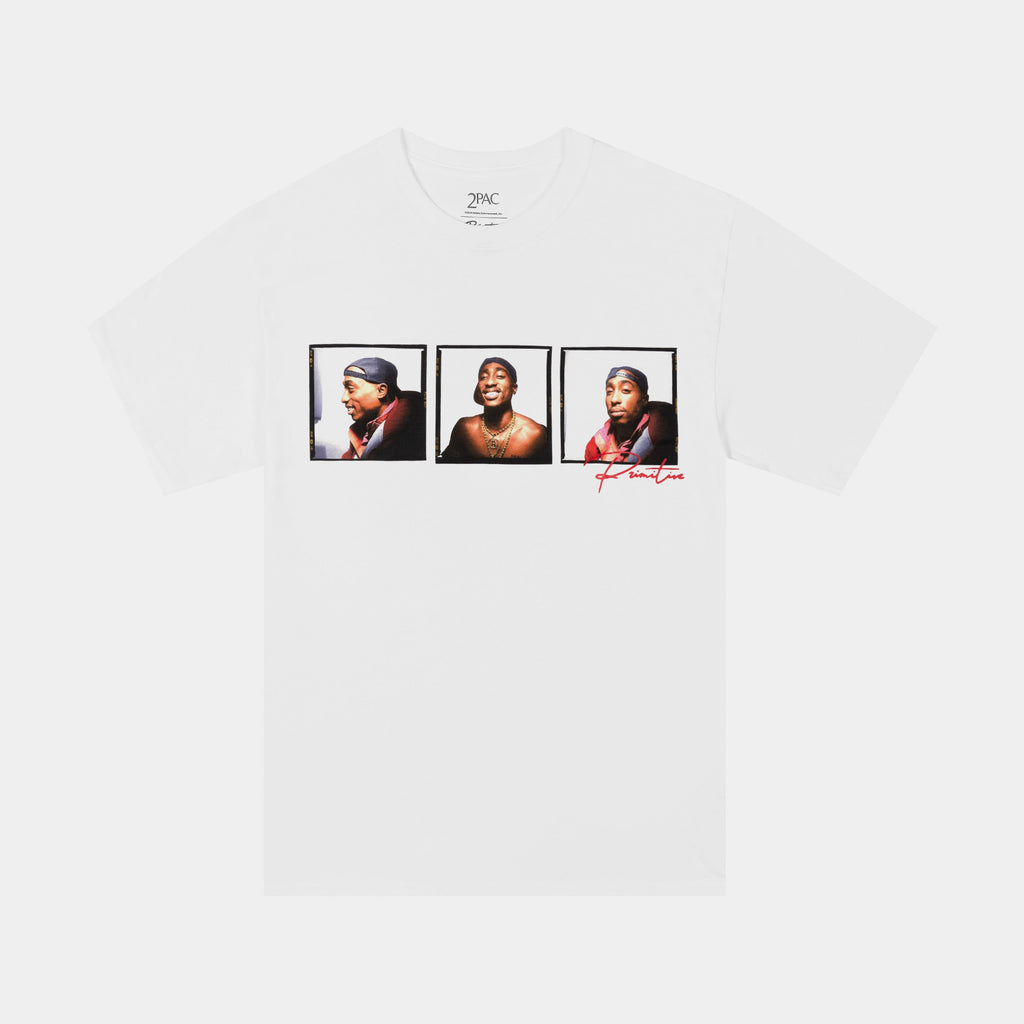 Exclusive Tupac Truth Mens Short Sleeve Shirt (White/Black) — S — Front View