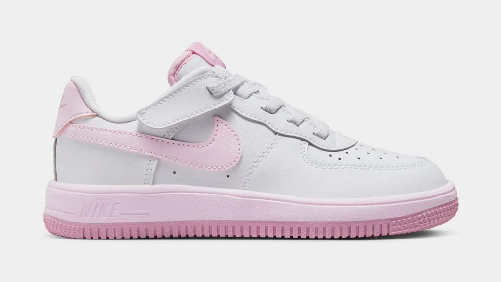 Exclusive Force 1 Low EasyOn Preschool Lifestyle Shoes (White/Pink Foam/Elemental Pink) — 8C — Front View