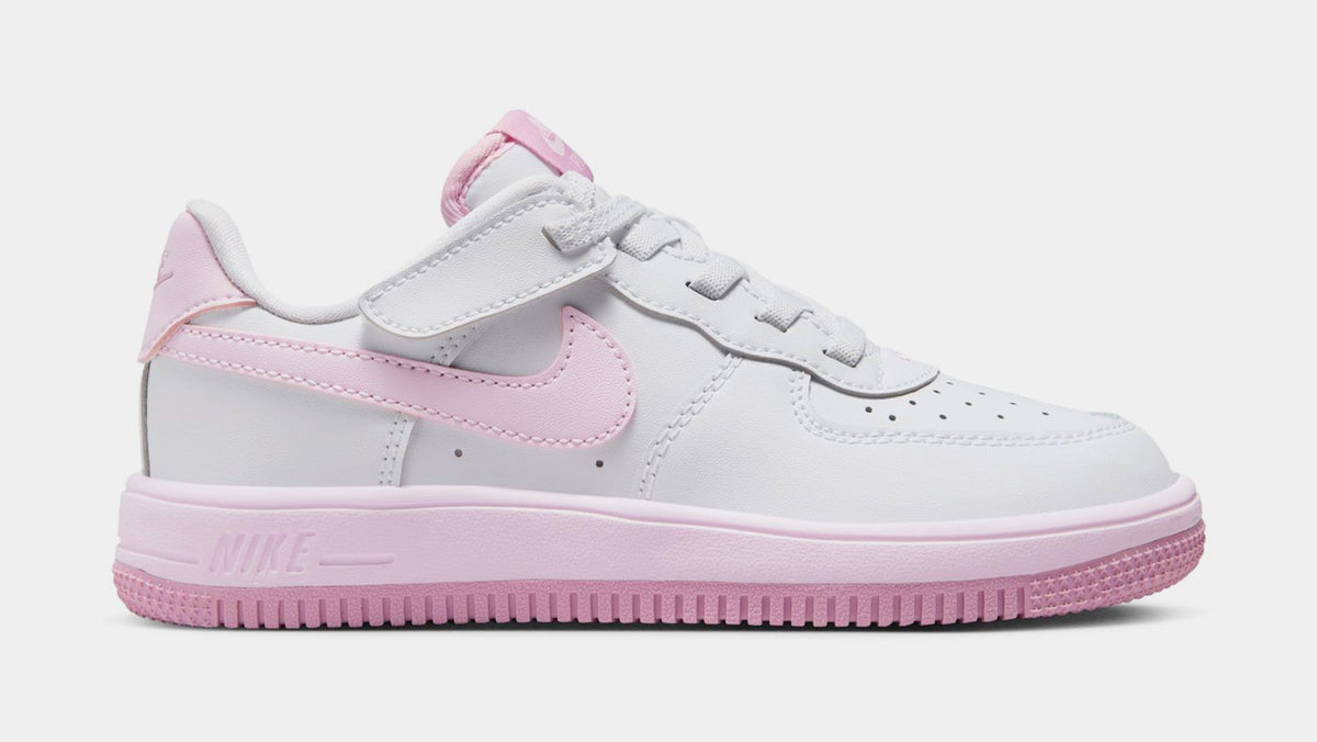 Exclusive Force 1 Low EasyOn Preschool Lifestyle Shoes (White/Pink Foam/Elemental Pink) — 8C — Front View