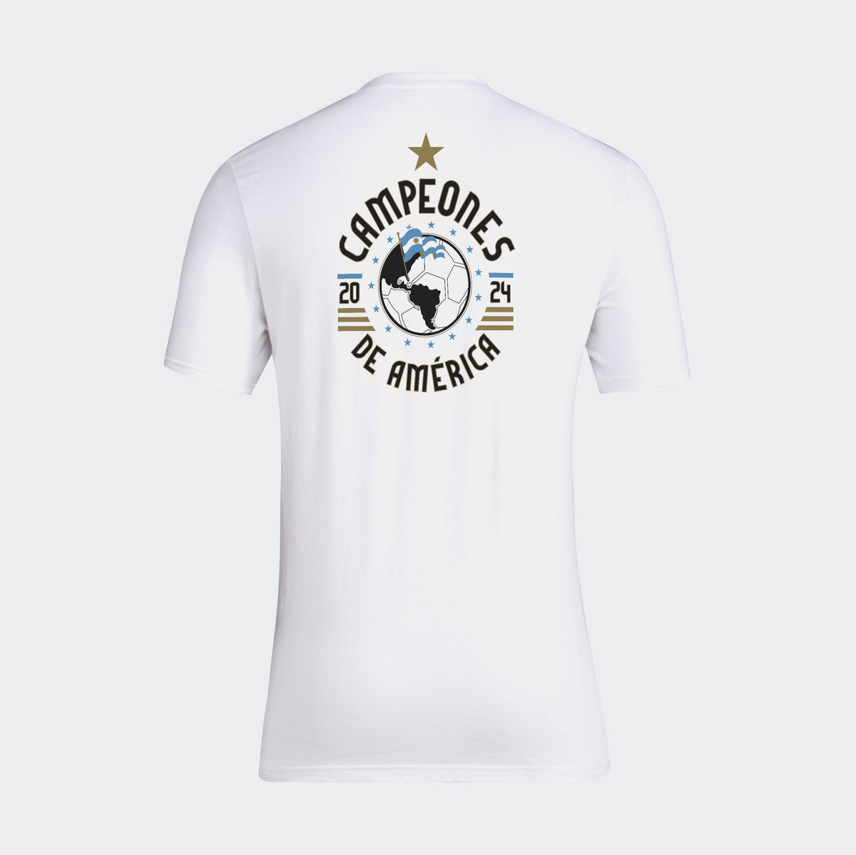 Exclusive Argentina Campeones De America Mens Short Sleeve Shirt (White) — S — Side View