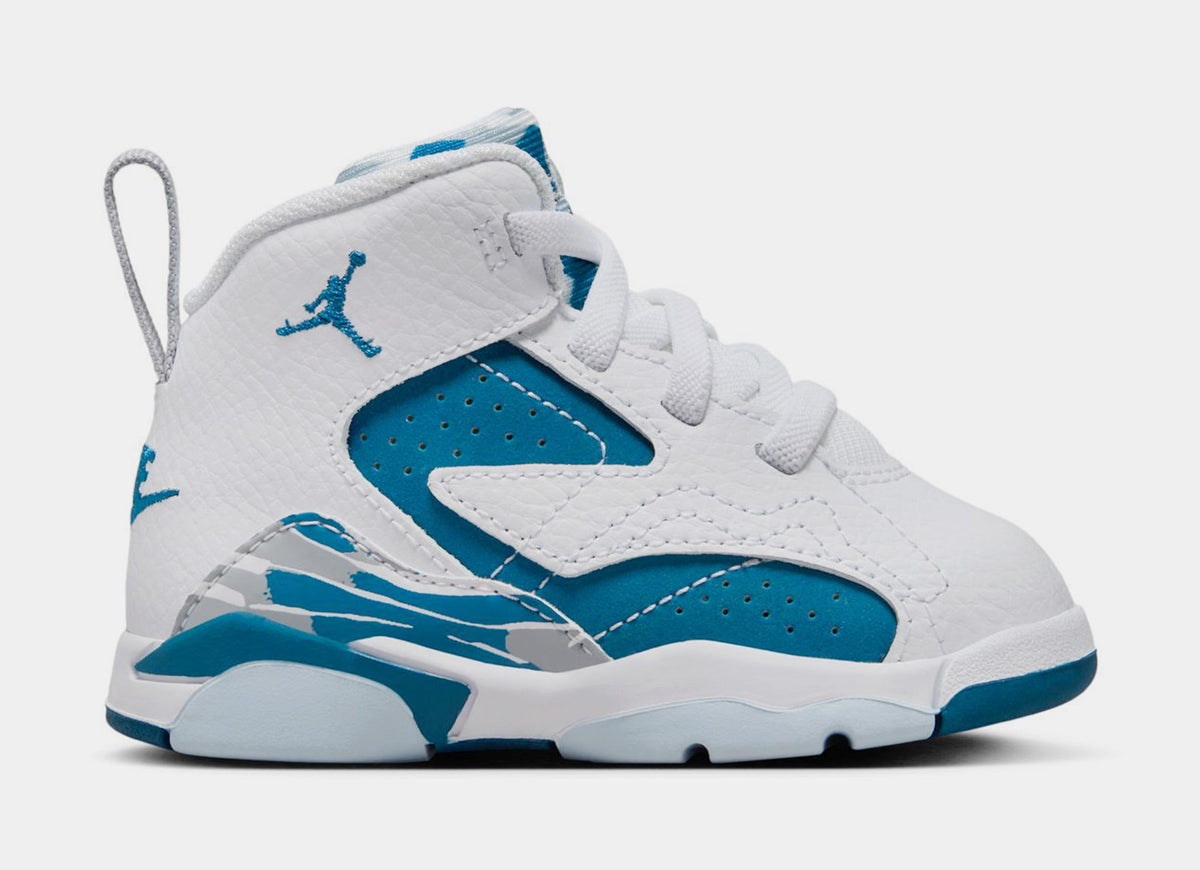 Exclusive Jumpman MVP Infant Toddler Basketball Shoes (White/Industrial Blue/Wolf Grey) — 2C — Front View
