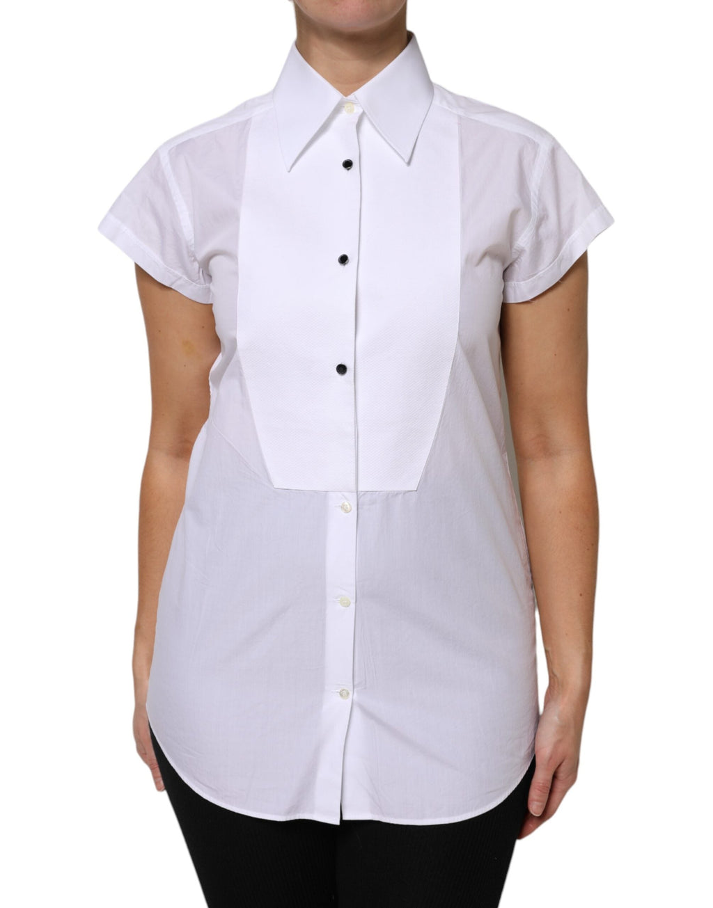Dolce & Gabbana White Cotton Short Sleeves Collared Polo Women's Top