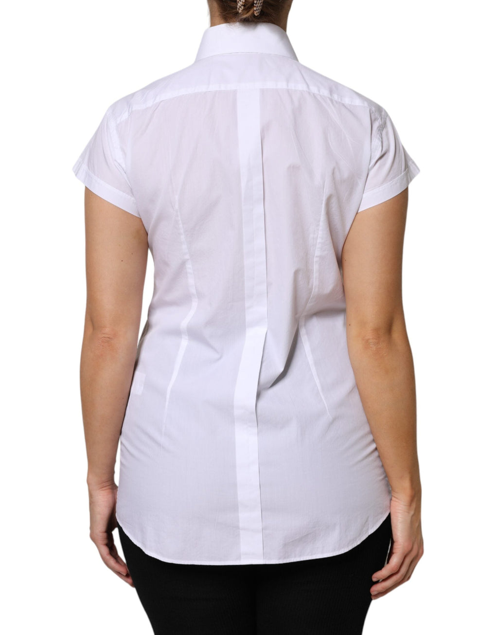 Dolce & Gabbana White Cotton Short Sleeves Collared Polo Women's Top