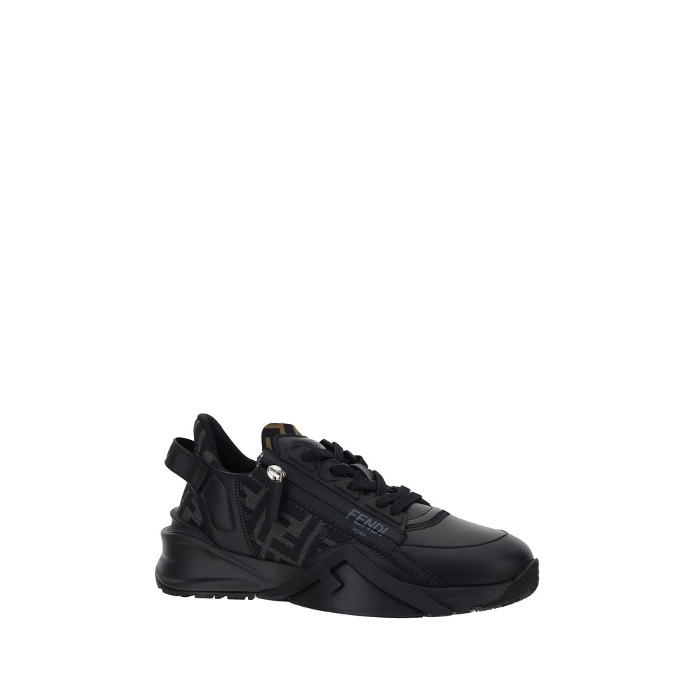 Fendi Black Calf Leather Bos Taurus Athletic Men's Sneakers