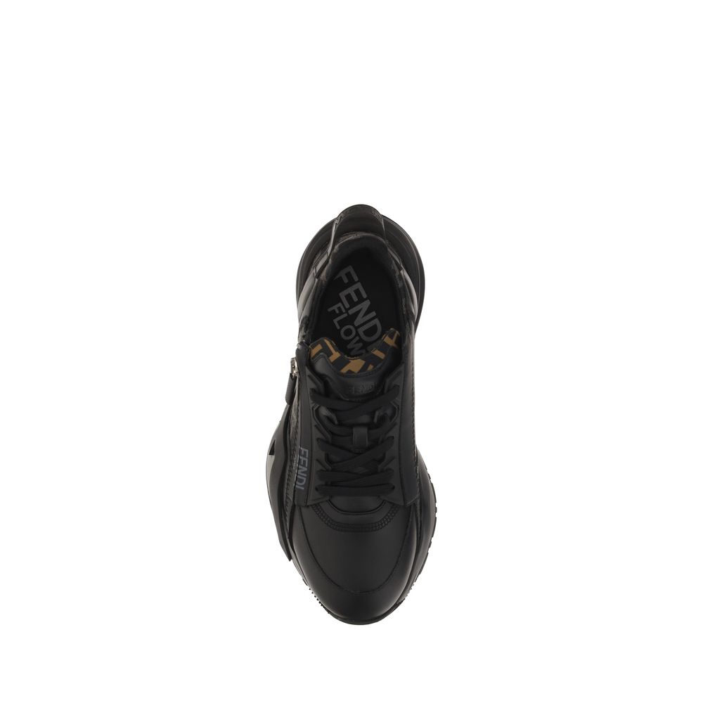 Fendi Black Calf Leather Bos Taurus Athletic Men's Sneakers