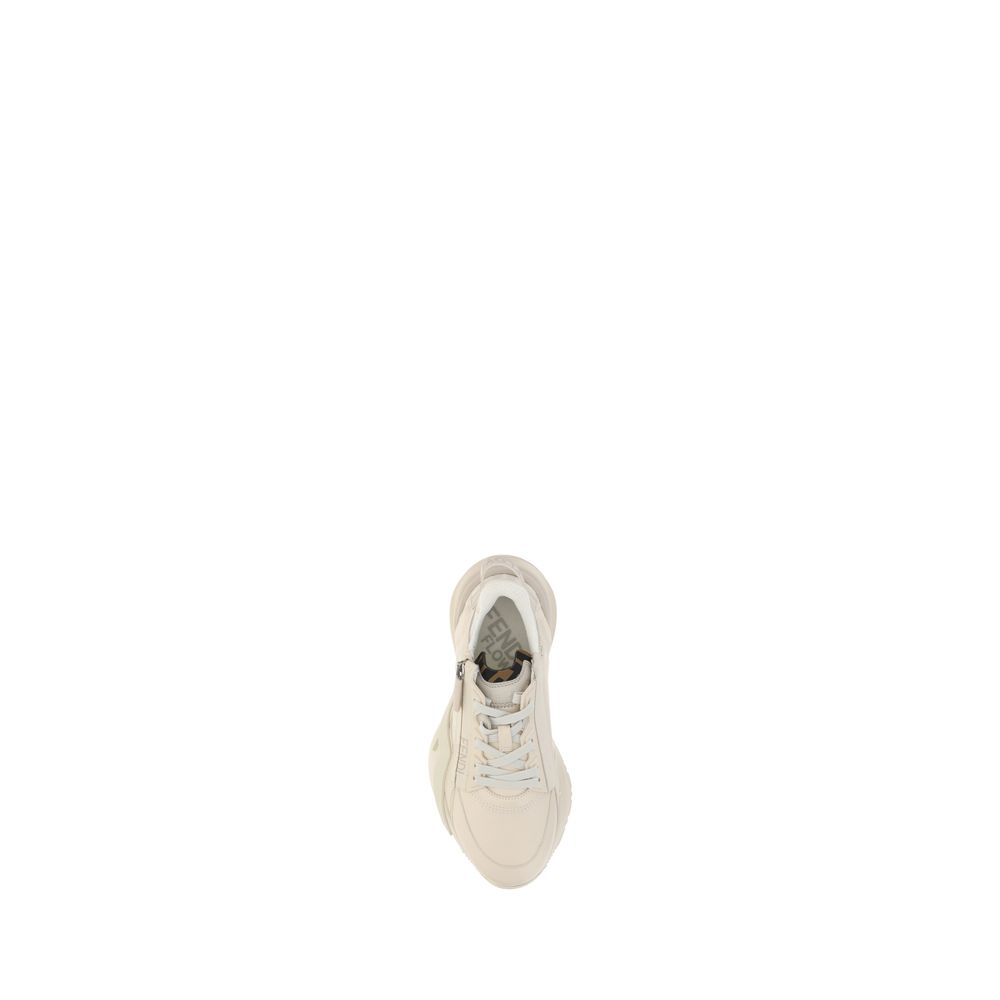 Fendi White Calf Leather Bos Taurus Athletic Women's Sneakers