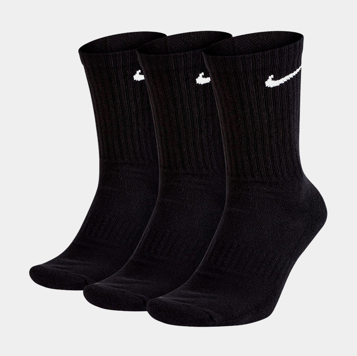 Exclusive 3 Pack Everyday Crew Mens Socks (Black) — M — Front View