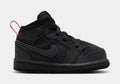 Exclusive Air Jordan 1 Mid SE Craft Infant Toddler Lifestyle Shoes (Smoke Grey/Black/Varsity Red) — 2C — Front View