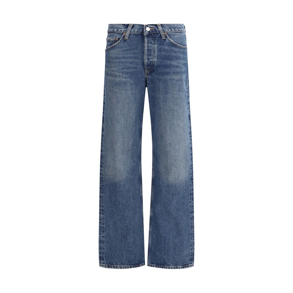 Agolde Blue Cotton Straight-Leg Women's Jeans