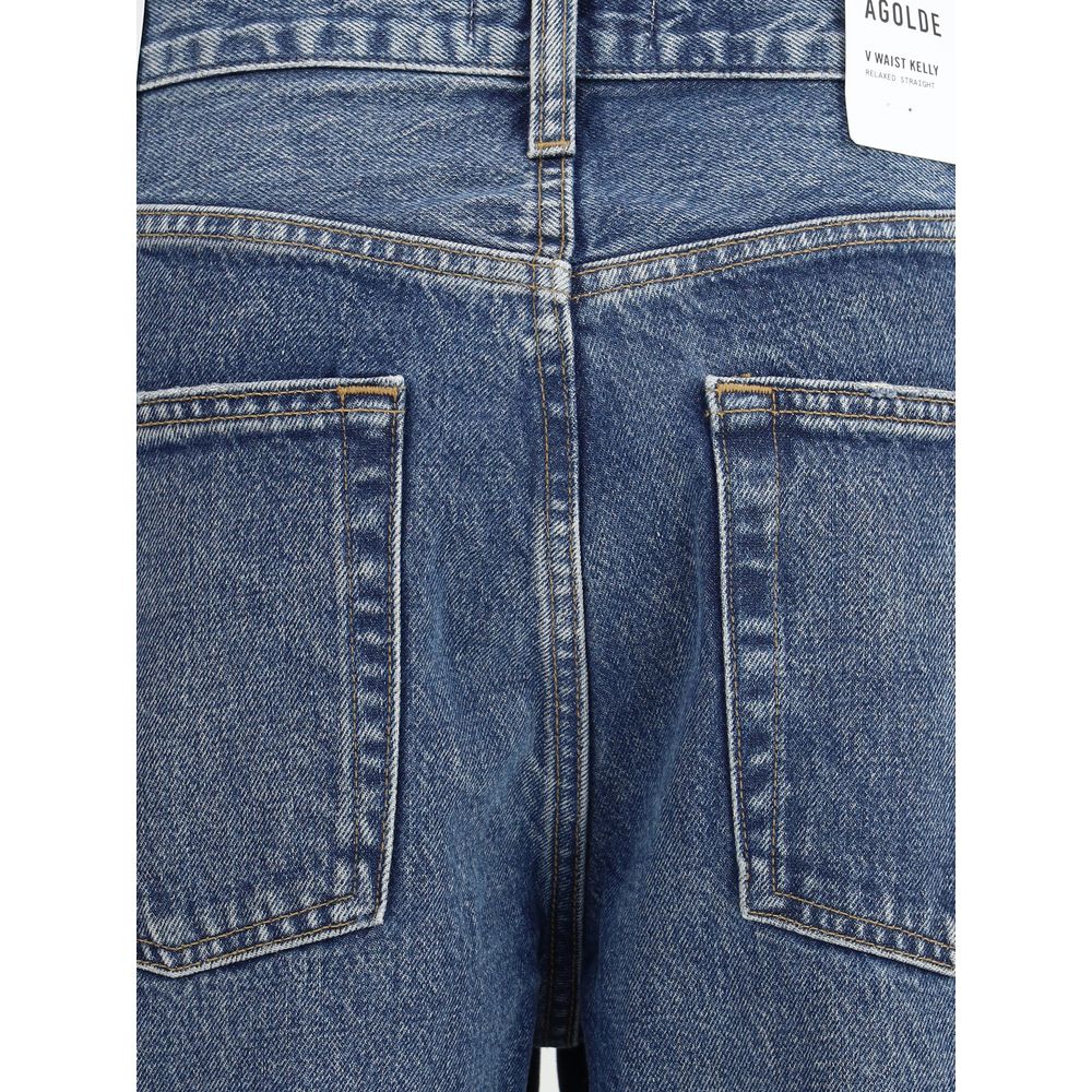 Agolde Blue Cotton Straight-Leg Women's Jeans