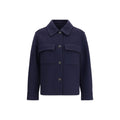 Brunello Cucinelli Blue Fleece Wool Women's Coat