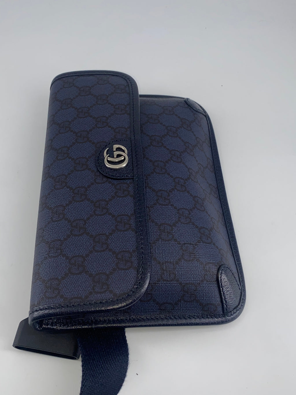 Gucci Flap Belt Bag Gg Canvas Navy Canvas Shoulder Bag Bag (Pre-Owned)