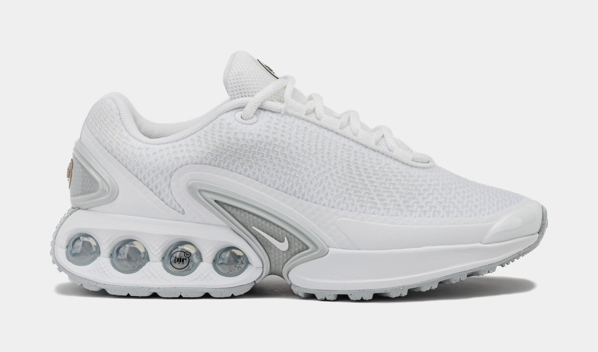 Exclusive Air Max DN Womens Running Shoes (White/Metallic Silver) — 5 — Front View