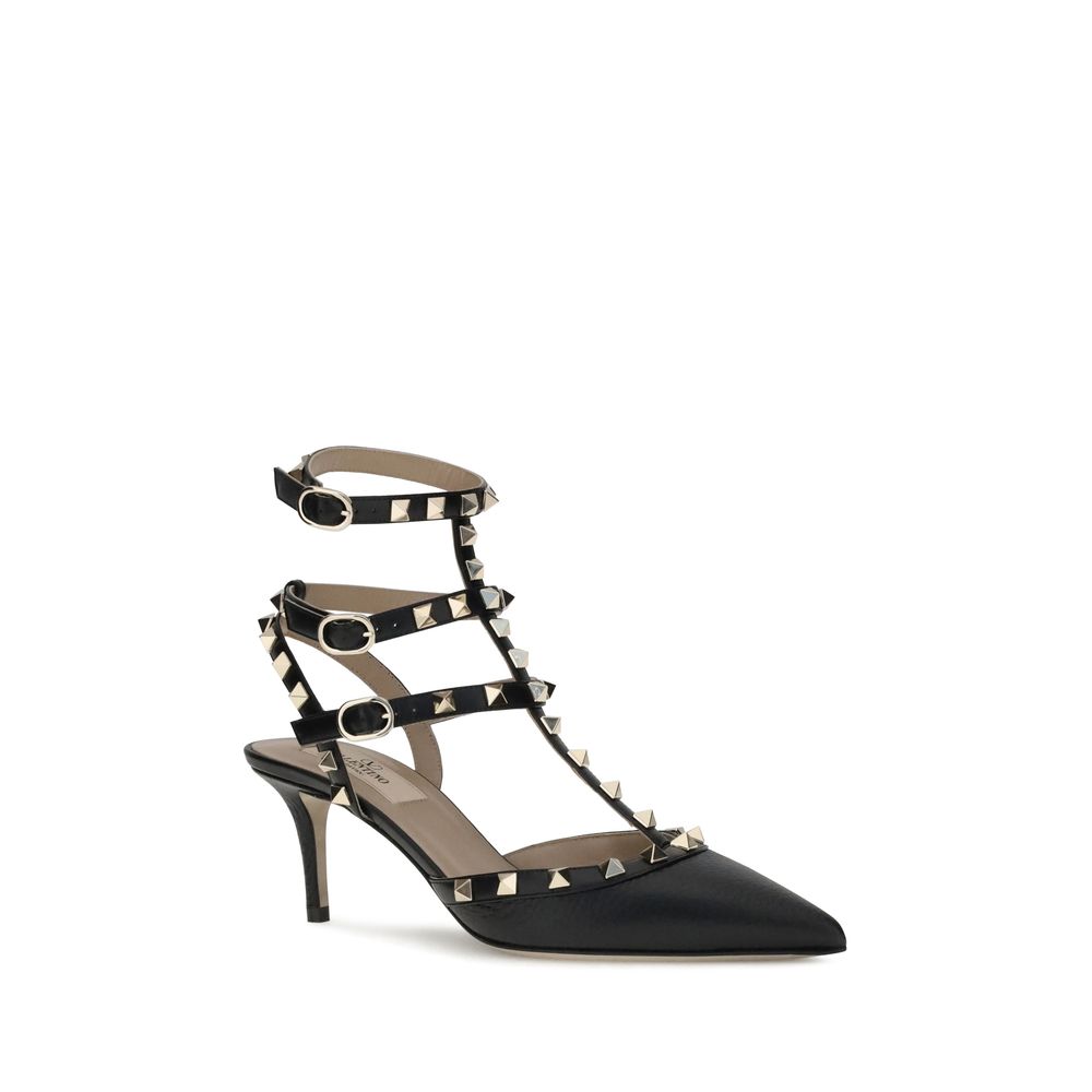 Valentino Garavani Black Calf Leather Bos Taurus High Heel Women's Pumps