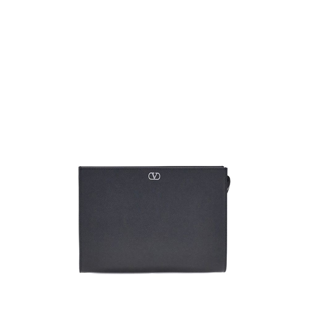 Valentino Garavani Black Calf Leather Bos Taurus Men's Wallet