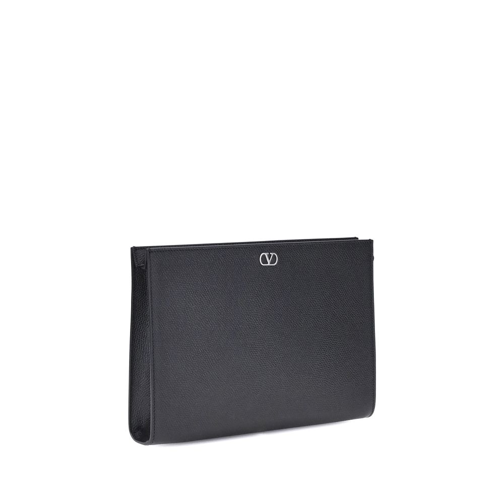 Valentino Garavani Black Calf Leather Bos Taurus Men's Wallet