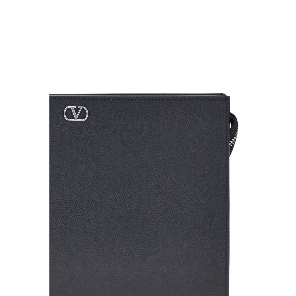 Valentino Garavani Black Calf Leather Bos Taurus Men's Wallet
