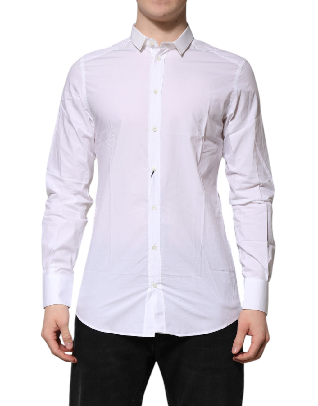 Dolce & Gabbana White Cotton GOLD Long Sleeves Formal Men's Shirt