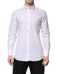 Dolce & Gabbana White Cotton GOLD Long Sleeves Formal Men's Shirt