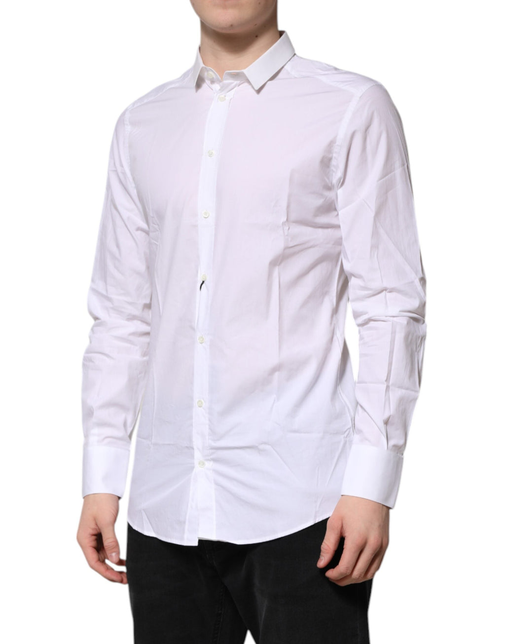 Dolce & Gabbana White Cotton GOLD Long Sleeves Formal Men's Shirt
