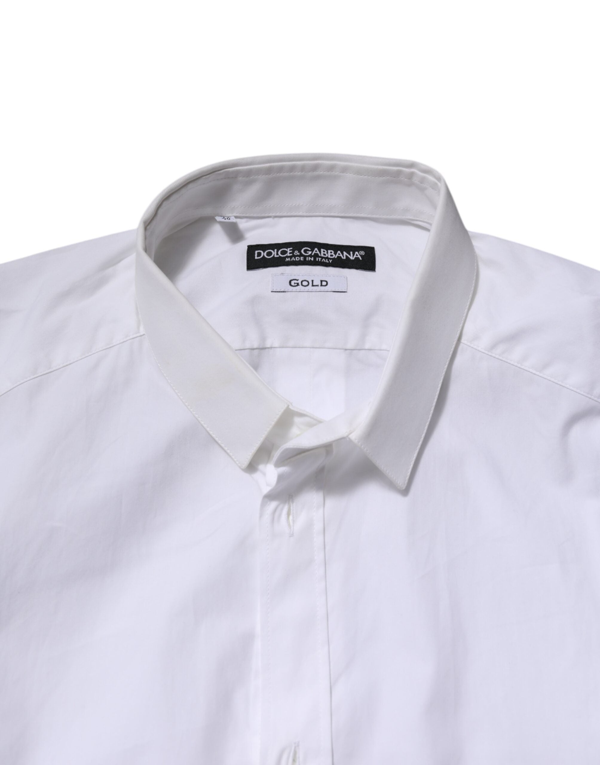 Dolce & Gabbana White Cotton GOLD Long Sleeves Formal Men's Shirt