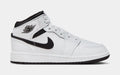 Exclusive Air Jordan 1 Mid Grade School Lifestyle Shoes (White/Black) — 3.5Y — Front View