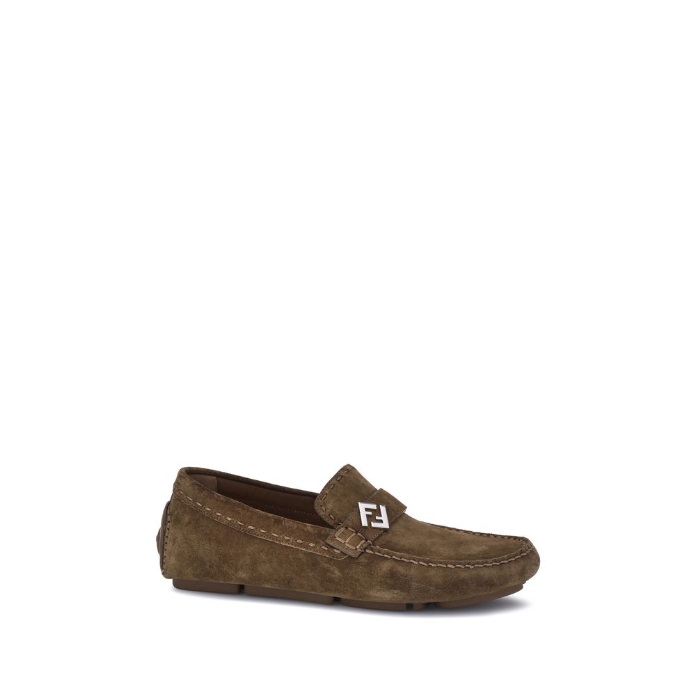 Fendi Brown Rubber Slip-On Men's Loafers
