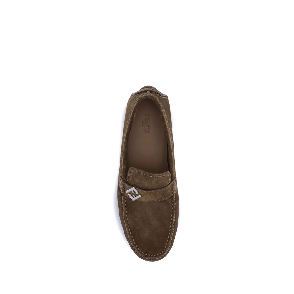 Fendi Brown Rubber Slip-On Men's Loafers