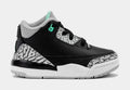 Exclusive Air Jordan 3 Retro Green Glow Infant Toddler Lifestyle Shoes (Black/Green Glow/Wolf Grey/White) — 2C — Front View