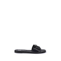 Valentino Garavani Black Calf Leather Bos Taurus Flat Women's Sandals